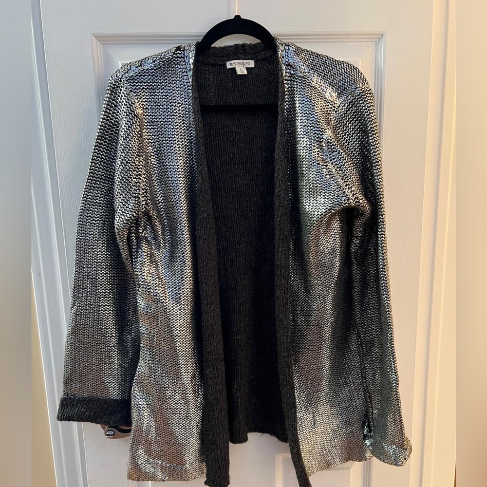 Metallic silver cardigan/ blazer
